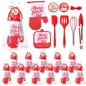 Maxdot 84 Pcs Holiday Baking Gift Set with Oven Mitts, Pot Holders, Silicone Utensils, Greeting Cards & Gift Packaging - Christmas Kitchen Essentials for Mom, Family, and Holiday Cooking