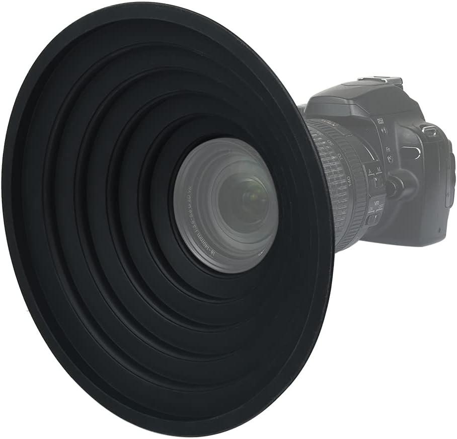 DS. DISTINCTIVE STYLE Rubber Lens Hood Anti Reflection Reversible Collapsible Lens Hood Compatible with Nikon/Canon/Sigma/Tamron/Fujifilm/Sony 70-85mm Camera Ultra Wide Lens