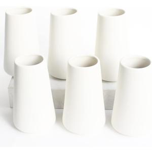 YANLING 6 Pack White Ceramic Vases for Home Decor, 6 Inch Modern Centerpieces for Pampas Grass, Table, Boho Flowers Decor