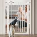 BABELIO 36" Tall Narrow Baby Gate, 26-28.5" Wide Auto-Close Metal Pet Gate for Small Stairs/Doorways/Hallways, Pressure/Hardware Mounted for Child and Pets, NO Extensions, White
