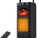 Space Heater for Indoor Use, 1500W Portable 13.78" Electric Heater with Thermostat, Fast Heating, 45° Oscillation, 12H Timer, Quiet & Safe 3D Flame Fireplace Ceramic Heater for Bedroom Office Home