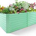 Land Guard 8x4x2ft Galvanized Raised Garden Bed, Planter Boxes Outdoor, Raised Garden Beds Outdoor for Vegetables, Flowers, Herbs, 479 Gallons, Lime Green