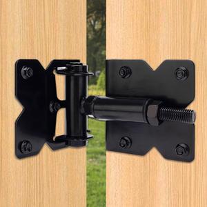 Heavy Duty Self Closing Gate Hinges for Wooden Fences Gates, 90 Degree Adjustable Gate Door Hinges Hardware Kit for Fence Gate, Vinyl gate, Pool gate and Outdoor Gates, 2 Pack, Black Finish (Welding Design)