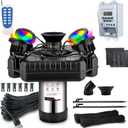 Goldlife Pond Fountain Aerator, F3 With 4 RGB Lights, 1HP 750W 110V Stainless Steel Floating Fountain With 100FT Power Cord Black Octagon Aerating Fountain Pump for Small Large Pond Lake Pool FishFarm