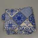 AnyDesign Blue and White Patchwork Tile Tablecloth 60 x 104 Inch Rectangle Modern Table Cover for Home Kitchen Dining Table Decoration Supplies