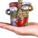 Mini Face Planters Pots Head, Abstract Colorful Graffiti Cute Mini Pots for Plants with Drainage, Ideal for Indoor Outdoor Unique Planters for Plants (Old Color)