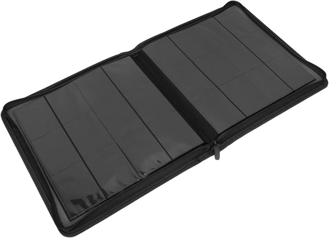 TREETDOBV 12 Pocket Card Binder Holder, PU Leather 480 Side Loading Pocket Binder with Zipper for Board, Collectible or Trading Card Game Protective Folder Album, Black, Blue(Black) TREETDOBV 12 Pocket Card Binder Holder, PU Leather 480 Side Loading Pocket Binder with Zipper for Board, Collectible or Trading Card Game Protective Folder Album, Black, Blue(Black)