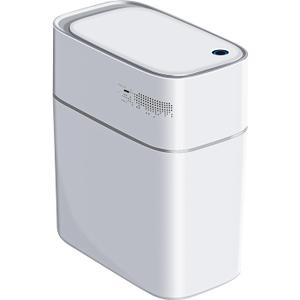 MOPUP Touchless Bathroom Trash Cans, Waterproof Motion Sensor Bedroom Garbage Can, 3.5 Gallon Slim Plastic Narrow Small Dogproof Trash Bin for Office,Living Room,Kitchen, White