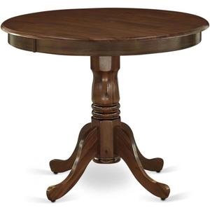 East West Furniture ANT-AWA-T Antique Modern Kitchen Table - a Round Dining Table Top with Pedestal Base, 36x36 Inch, Walnut