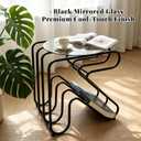 Black Metal Side Table with Magazine Rack, Round End Table for Small Spaces, 13.4" x 11.8" x 13.8"