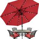 MASTERCANOPY Patio Umbrella with 32 Solar LED Lights -8 Ribs (11ft,Red)