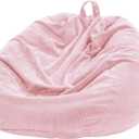 Nobildonna 3 ft Bean Bag Chair Cover (No Filler) 35"43" Large Stuffed Animal Storage Bean Bag Washable Big Beanbag Chair Cover Premium Corduroy Stuffable Bean Bag Cover for Adults, Kids, Pink 300L