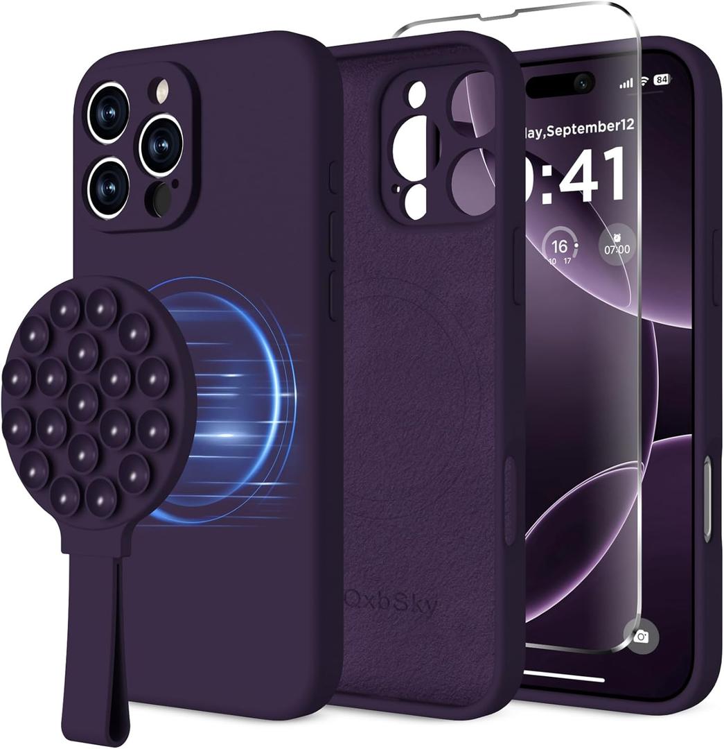 for iPhone 16 Pro Max Silicone Case Soft Protective Shockproof Magnetic Case Compatible MagSafe iPhone 16 Pro Max 6.9" Silicones Phone Case (Dark Purple)