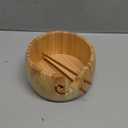 Wooden Yarn Bowl with Bamboo Crochet Hooks & Holes, Knitting Accessories DIY Hand Craft Yarn Storage Bowls for Yarn Balls & Skeins, Birthday Gifts for Mom & Knitting Lovers (Type B)