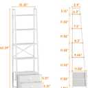 Furologee 5-Tier Ladder Shelf with 2 Drawers,Narrow Bookshelf Storage Shelves,Industrial Bookcase Freestanding Rack Units for Bedroom,Living Room,Bathroom,Home Office,Balcony,Wood Metal, White