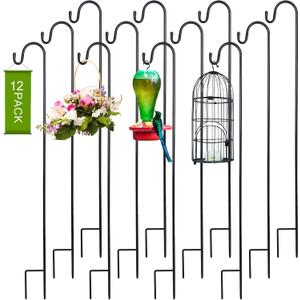 Suzile 12 Pcs 48 Inch Shepherds Hooks for Outdoor Bird Feeders Pole Metal Garden Hooks Hangers for Hanging Plants, Lanterns, Solar Lights, Windchime, Weddings Decor (47.24 Inch)