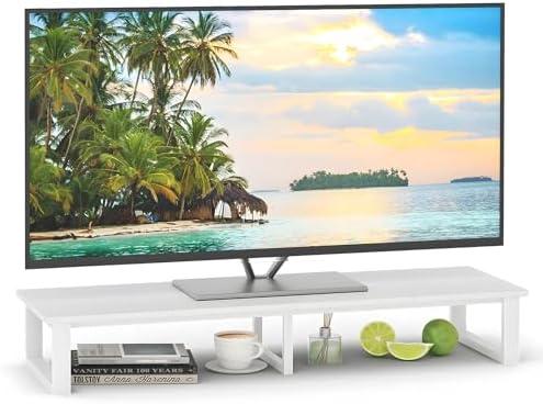 aboxoo 47" TV Riser for 32-60 inch TV, TV Riser Stand Shelf, Tabletop TV Stand Riser, Computer Monitor Table for Home Living Room, Study Office (White)