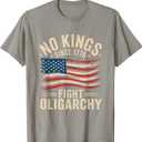 no kings in america since 1776 fight oligarchy patriotic tee T-Shirt (Small, Color: Slate Grey)