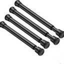 4 Pack Short Spring Tension Curtain Rod 8 to 12 Inch, Mini DIY Tension Rods No Drill for Slim Window Cupboard Sidelights, Black