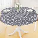 Smiry Round Plastic Table Cloth, Waterproof Vinyl Tablecloth with Flannel Backing for Round Tables, Wipeable & Spillproof for Dining, Camping, Indoor and Outdoor (60" Round, Grey)