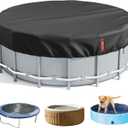LXKCKJ 8 Ft Round Pool Cover, Solar Pool Covers for Above Ground Pools, Stock Tank Pool Covers Protector with Accessories, Round Hot Tub Cover Ideal for Waterproof and Dustproof (Black)