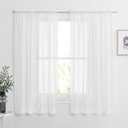 NICETOWN Voile Sheer Window Curtains for Half Window, Rod Pocket Elegant Airy Sheer Curtain Drapes for Living Room/Bedroom, W60 x L63, 2 Panels, Ivory