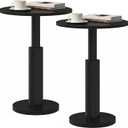 LAATOOREE Round Side Tables Set of 2, Pedestal Drink Table, 15" Accent End Tables, Spacious Top, Thick Solid Wood Legs, for Small Spaces, Living Room, Sofa Couch, Bedroom (2, Black)