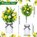 4 Pack Lemon Mason Jar Table Centerpiece, Artificial Lemon Home Centerpieces Fake Lemon Daisy Plants with Faux Leaves for Summer Wedding Farmhouse Office Kitchen Bathroom Dining Table Centerpiece