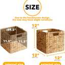 SpaceAid 4 Pack Wicker Basket, Storage Baskets for Organizing, Woven Rattan Basket with Handles for Shelves, Water Hyacinth Large Cube Organizer Storage Bin, 12x12x12 inch, Natural