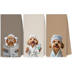 Funny Poodle Bathroom Hand Towels, Poodle Gifts, Dog Lovers Dad Mom Owner Gifts Decorative Hand Towels for Kids Guest Bathroom Washroom Half Bath, 16x24 Inch Set of 3