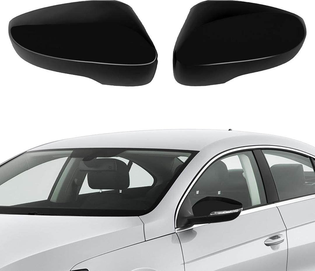 Rearview Mirror Cover Cap Compatible with VW Beetle 2012-2019, Jetta MK6 2011-2018Only for US Model with Turn Signal, Pair Side Door Mirror Housing Trim (Glossy Black)