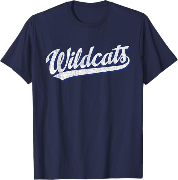 Wildcats Vintage Sports Name Design Gifts Men Women Kids Boy T-Shirt (Blue, L)