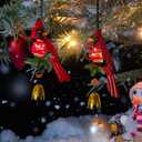 Cardinal Solar Hanging Lights 2 Pack,Cardinals Red Bird Figurine Lights with Bouncy Springs Decor for Christmas Outdoor Indoor Garden Yard Porch Decor