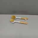 Bamboo Dish Scrubber Brush Set of 2-100% Plastic-Free Kitchen Brushes for Dishes Made from Wheat Straw with Sisal Bristles - Non Scratch, Odor Free Wood Scrub for Pots, Pans and Vegetables