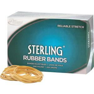 Alliance Rubber 24645 Sterling Rubber Bands Size #64, 1 lb Box Contains Approx. 425 Bands (3 1/2 x 1/4-Inches, Natural Crepe) Beige