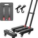 Folding Hand Truck, 500 LBS Heavy Duty Foldable Dolly Cart with Wheels, Telescoping Handle & 2 Elastic Ropes, Portable Luggage Cart for Moving, Travel, Home, Black Red
