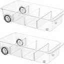Fridge Organizer Bins With Wheels, 2 Pack Roll Out Refrigerator Organizers And Storage Refrigerator Drawer With Dividers, Upgrade Thick Plastic Pantry Storage Bins, Kitchen Organization