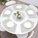 SHACOS Wedge Placemats Set of 8 Woven Vinyl Placemats for Small Round Table Place Mats Wipe Clean Non Slip Table Mats, Gray White