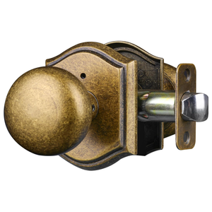 Door Knobs Interior, Classic Decorative Antique Brass Privacy Door Knob Perfect for Bedroom or Bathroom Doors, Durable Stylish Hardware for Indoor Use- 1 Pack