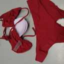GORGLITTER Women's High Waisted Thong Bikini Set Halter Triangle Tie Back Swimsuit Bathing Suit (Red, S)