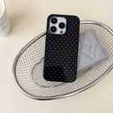 Reoomukk Vintage Polka Dot Phone Case for iPhone 13/14 6.1", Aesthetic Trendy Cute Boho Pattern Classic Elegant Slim Chic Pretty Protective Cover for Girls Women,Black