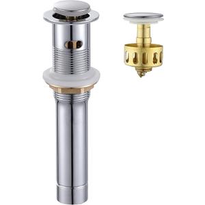 Pop up Sink Drain Stopper for Bathroom Vessel Vanity Sink Art Basin Chrome, Small Cap with Overflow, Metal Pop-up Drain Strainer with Detachable Basket Stopper