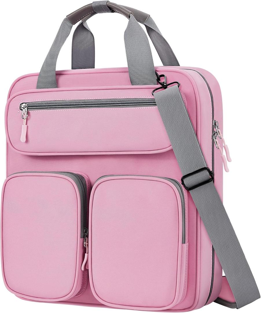 3 Ring 3 Inch Zipper Binder, 700 Sheets Large Capacity Waterproof School Binder, D-Ring Zip Up Binder Bag with Shoulder Strap, Compatible with 15.6-Inch Laptop (Pink)