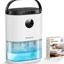 Dehumidifier for Bathroom, Dehumidifiers for Home, Bedroom, Living room with 68 OZ Water Tank, Auto Humidity Control, Digital Display, 7 Color Breathing Light, White