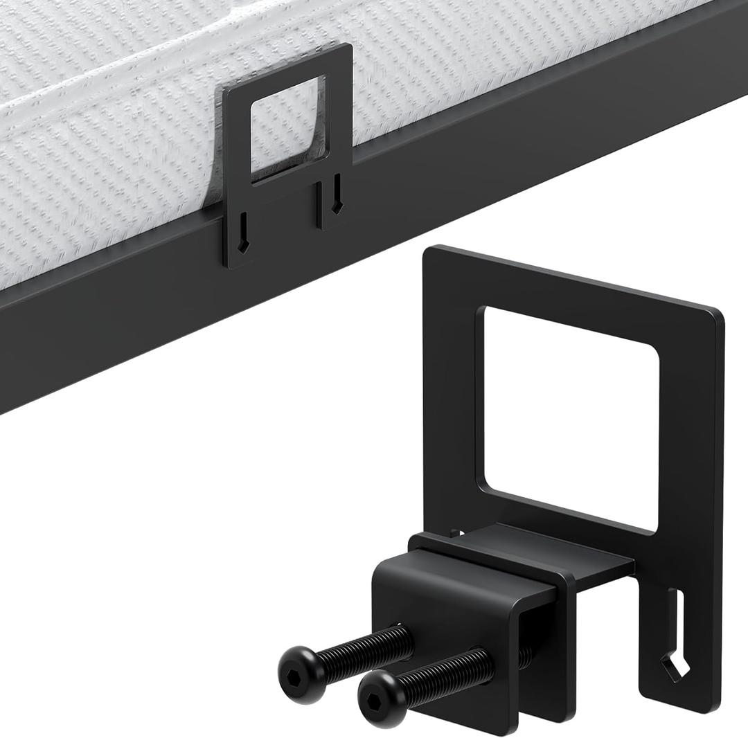 6-Pack Non-Slip Mattress Grippers for Metal Bed Frame, Heavy Duty Mattress Gaskets, Adjustable Anti-Slide Brackets, Black Includes Screws & Allen Wrench