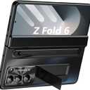 GOUHGKH for Galaxy Z Fold6 Case, with Screen Protector, Rugged Hinge Protection, Camera Lens Cover, PU Leather Protective Phone Case for Samsung Z Fold 6, Black