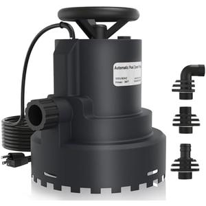 AgiiMan 1HP Automatic Submersible Water Pump, 5000GPH Sump Pump Utility Pump for Pool Draining, Water Removal Pump with 33' Power Cord for Flooded Areas, Swimming Pool, Flooded House Basement,Black