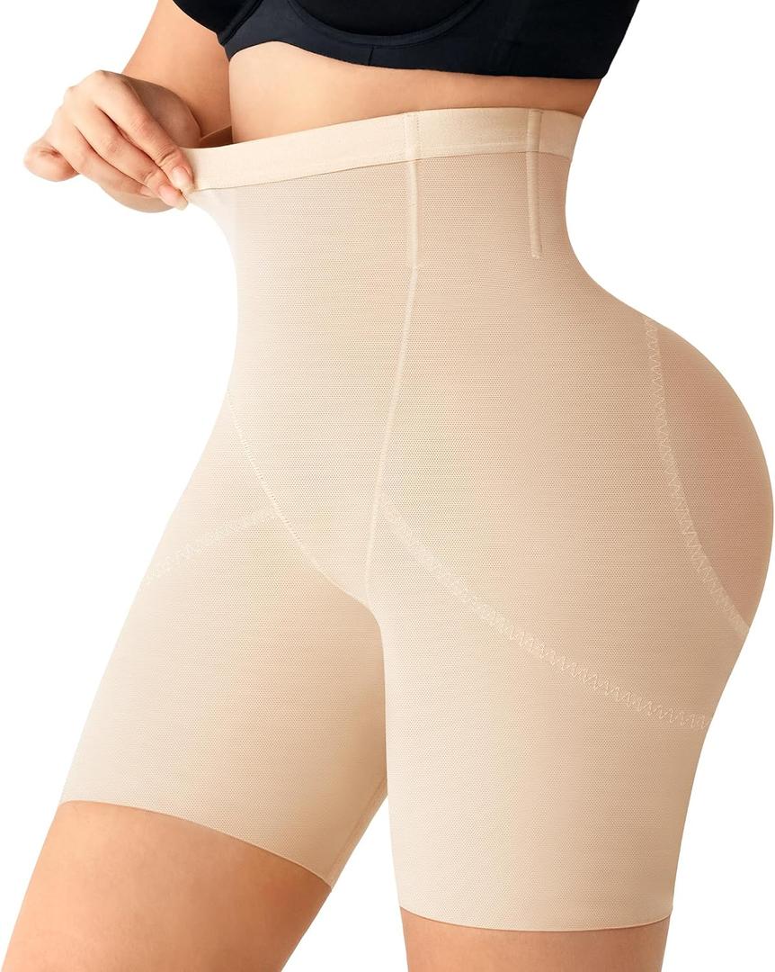 Nebility Tummy Control Shapewear for Women - Seamless Body Shaper Shorts Underwear High Waisted Girdle Under Dress Beige (Beige)