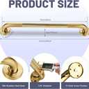 24 Inch Shower Grab Bar, Brushed Gold Anti Slip Safety Bars, 304 Stainless Steel Bathroom Handrail, Handicap Grab Bars for Wall, Shower Grip Handle for Seniors Elderly Injury Assist Bath (1.25" Dia)
