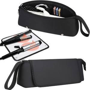 Hair Tools Travel Bag with Heat-Resistant Mat, Large Capacity Organizer for Curling Iron, Flat Iron, Blow Dryer & Hair Accessories, Portable Travel Case for Styling Tools (Midnight)